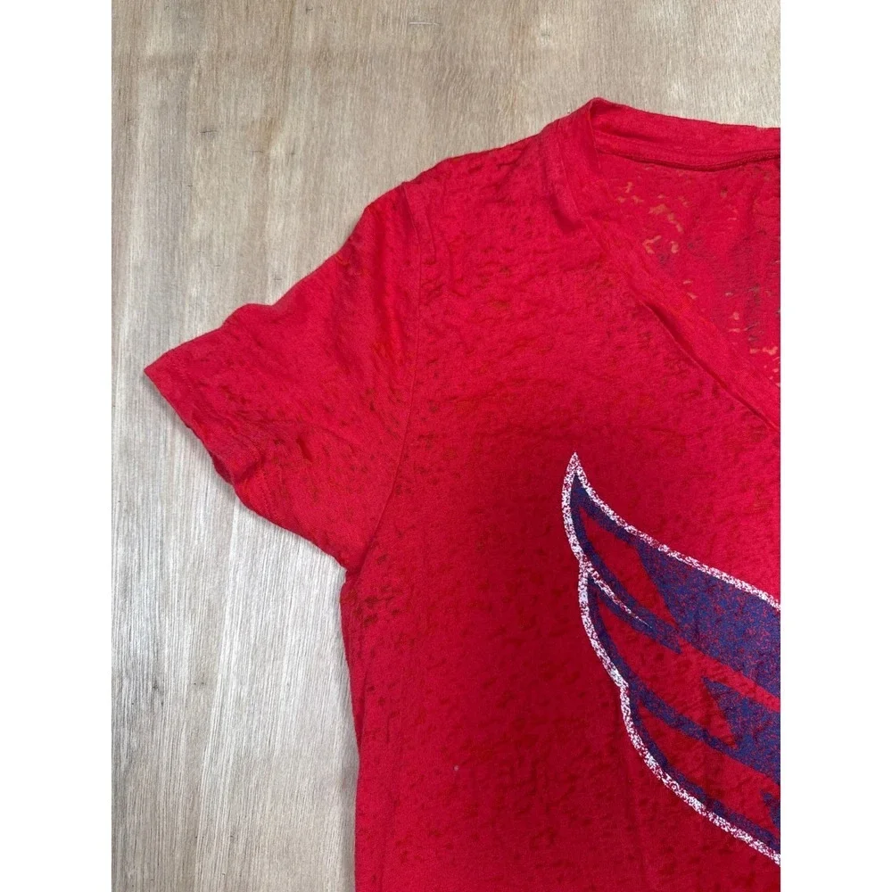 Washington Capitals Womens Red V Neck Glitter Logo T Shirt Pro Size XL - Picture 4 of 10